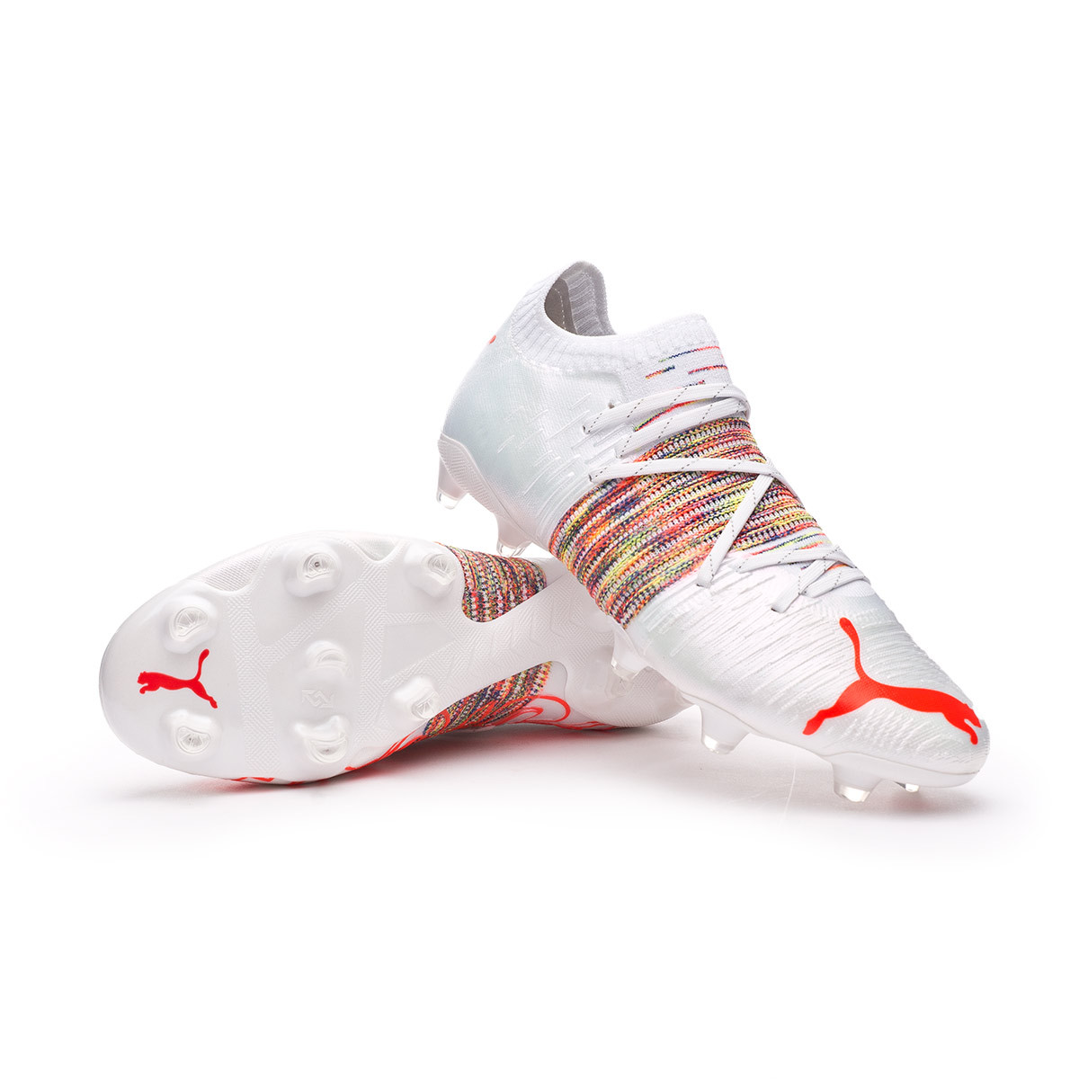 Expulsar a pegamento perro Bota de fútbol Puma Future 1.1 FG/AG White-Red Blast - Fútbol Emotion