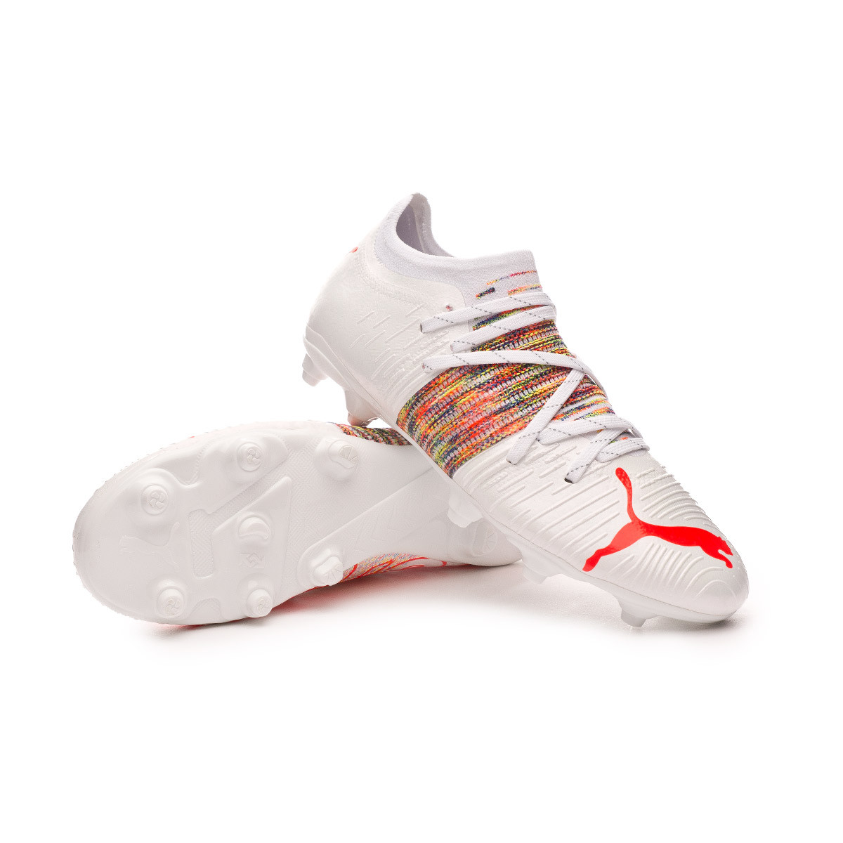 Football Boots Puma Kids Future Z 2 1 Fg Ag Puma White Red Blast Futbol Emotion