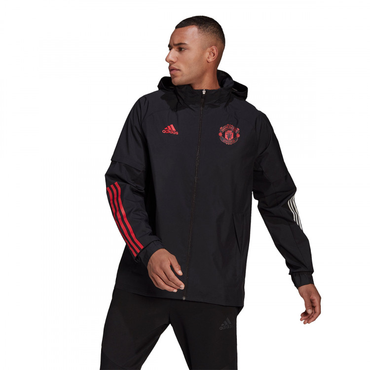 Jacket adidas Manchester United FC All-Weather 2020-2021 Black-Real red ...