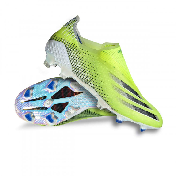 yellow and blue football boots