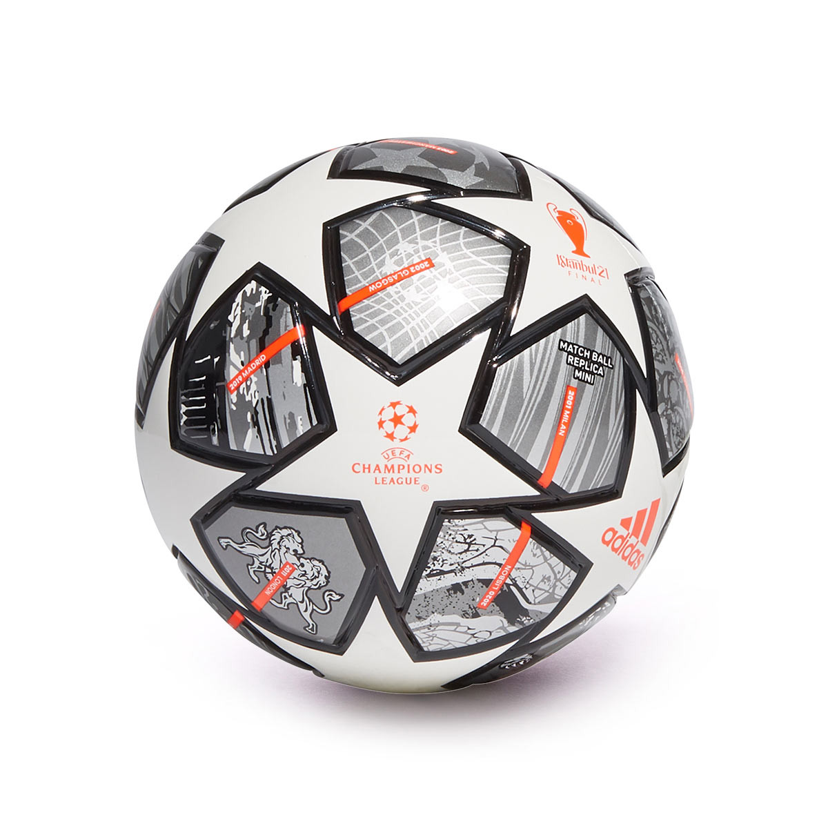 Balón adidas Mini Champions League UCL Final 21 Estambul 20º Aniversario White-Iron Metallic-Silver - Fútbol Emotion