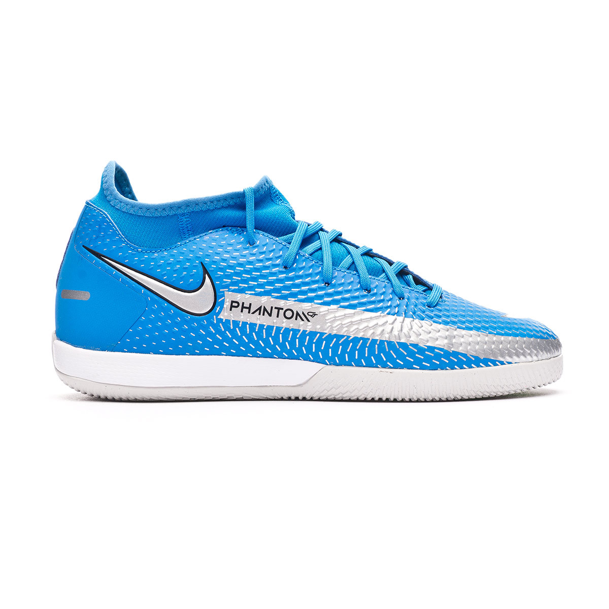 Zapatilla de Fútbol sala Nike Phantom GT Academy DF IC Photo Blue-Metallic  Silver-Rage Green-Black - Fútbol Emotion