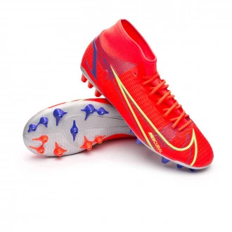 Bota Mercurial Superfly 8 Academy AG Bright Crimson-Metallic Silver-Indigo Burst