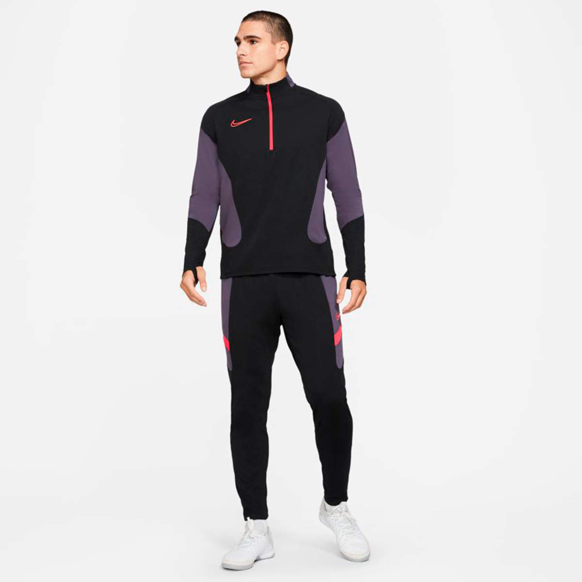 nike tracksuit black and red