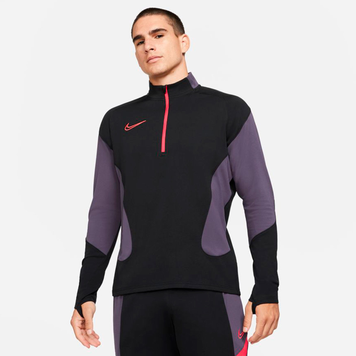 nike dri fit tracksuit black and red