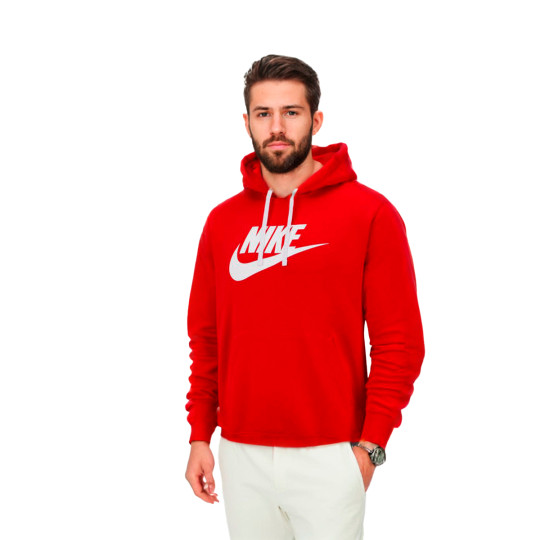 Sweatshirt Nike Sportswear Club Futura Hoodie University Red-White-White -  Fútbol Emotion