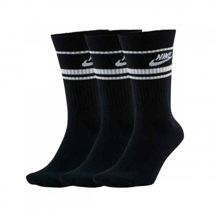 calcetines-nike-sportswear-essential-stripe-crew-3-pares-black-white-0