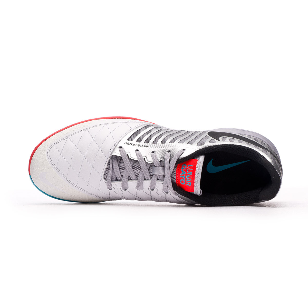 Zapatilla de Fútbol sala Nike Lunar Gato II White-Metallic Silver-Bright  Crimson-Opti Yel - Fútbol Emotion