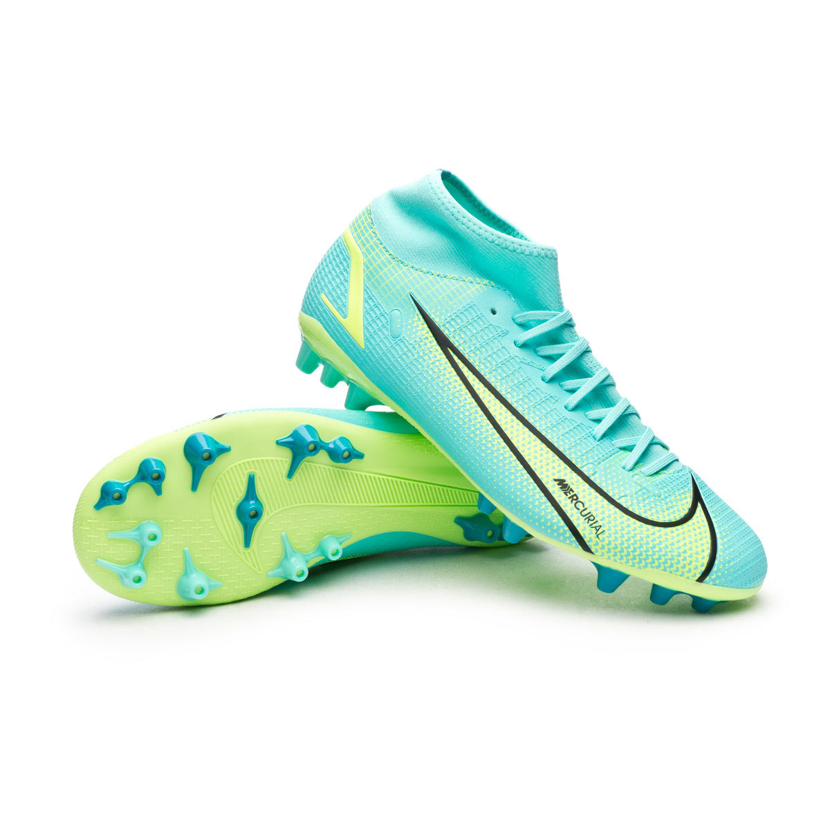 de Nike Mercurial Superfly 8 Academy Dynamic Turquoise-Lime Glow-Off Noir - Fútbol