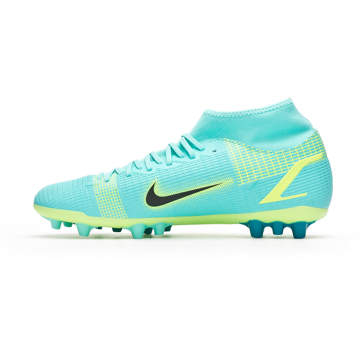 Bota de fútbol Nike Mercurial Superfly 8 Academy AG Dynamic Turquoise-Lime  Glow-Off Noir - Fútbol Emotion