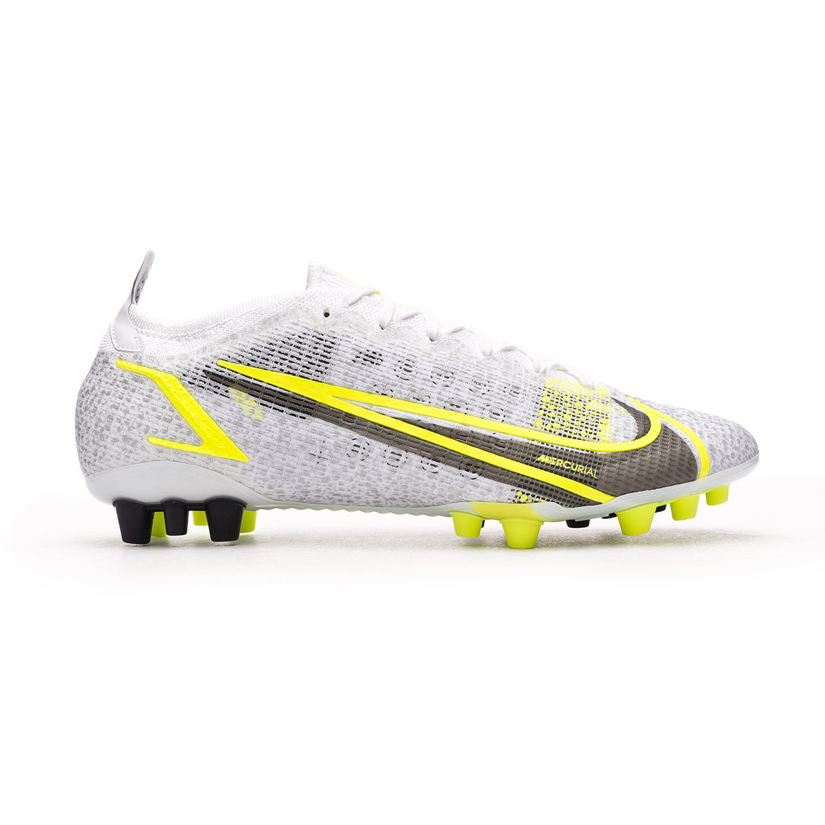 Bota de fútbol Nike Mercurial Vapor 14 Elite AG White-Black-Metallic  Silver-Volt - Fútbol Emotion