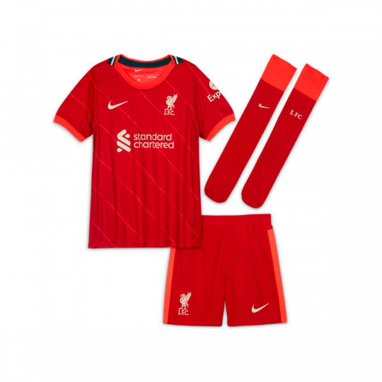 Completo Nike Liverpool FC Primo Kit 2021-2022 Bambino Gym Red Bright Crimson-Fossil(Full Sponsor)
