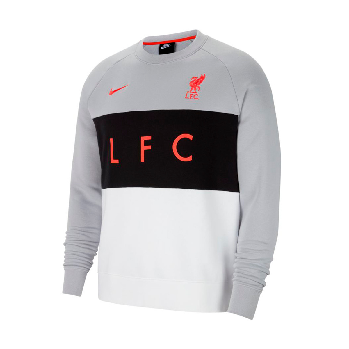 Nike Liverpool FC Crew Fleece Wolf Grey-Laser Crimson - Emotion