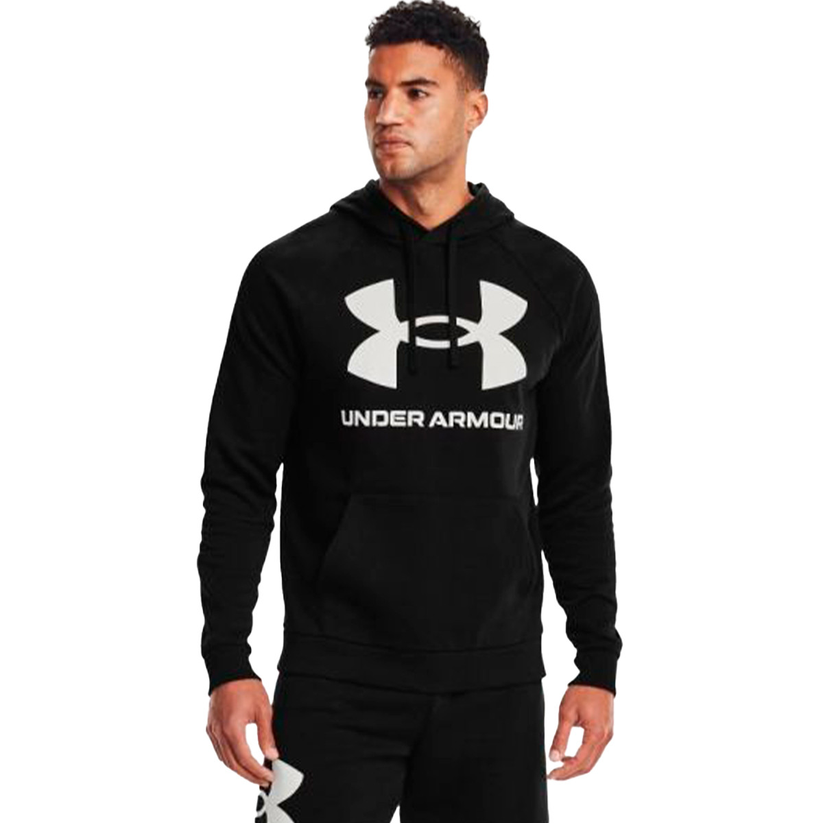 Sweat Under Armour UA Rival Fleece Big Logo Hoodie Black-Onyx White -  Fútbol Emotion