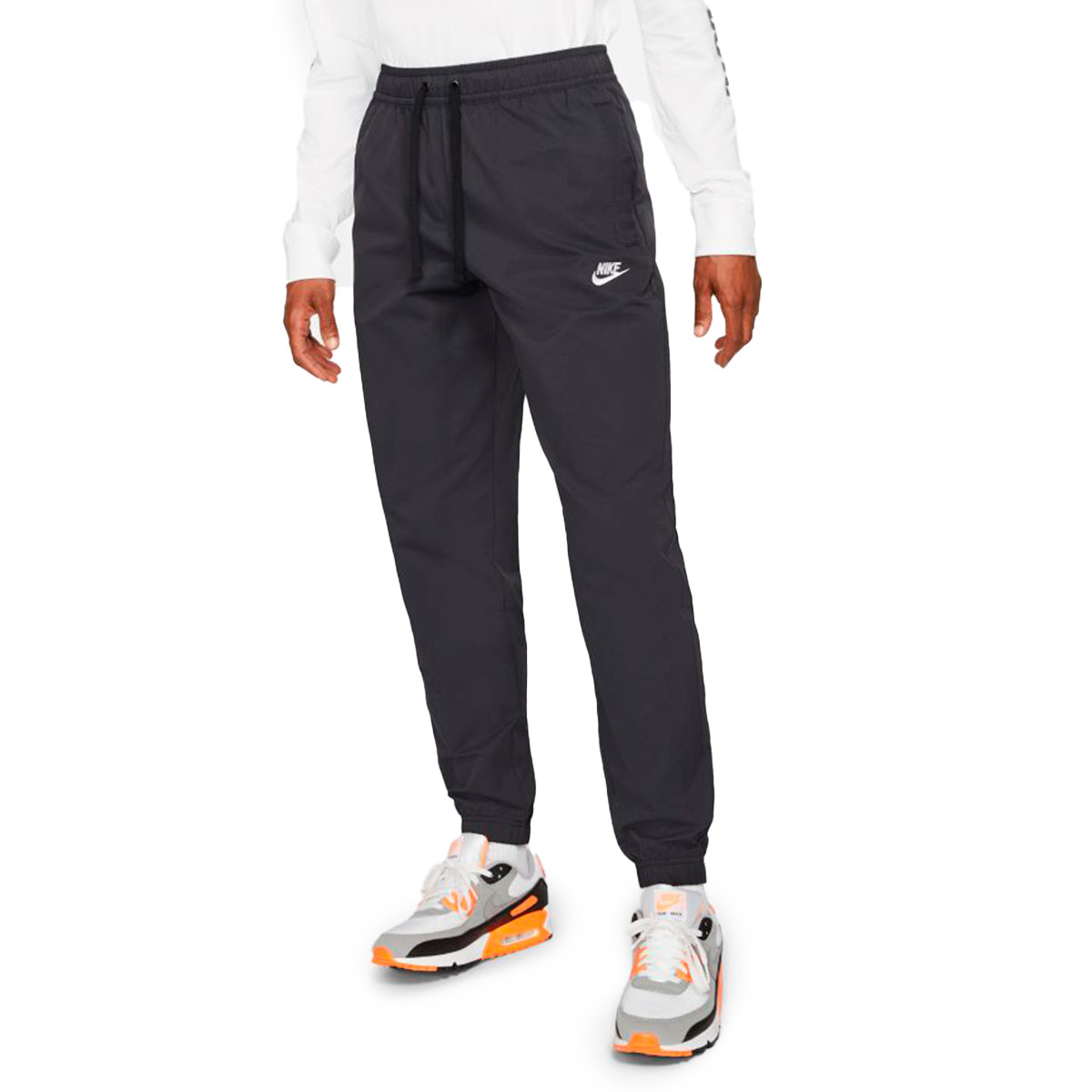 Pantalón largo Nike NSW Woven UnLined Cuff Black-White - Fútbol Emotion