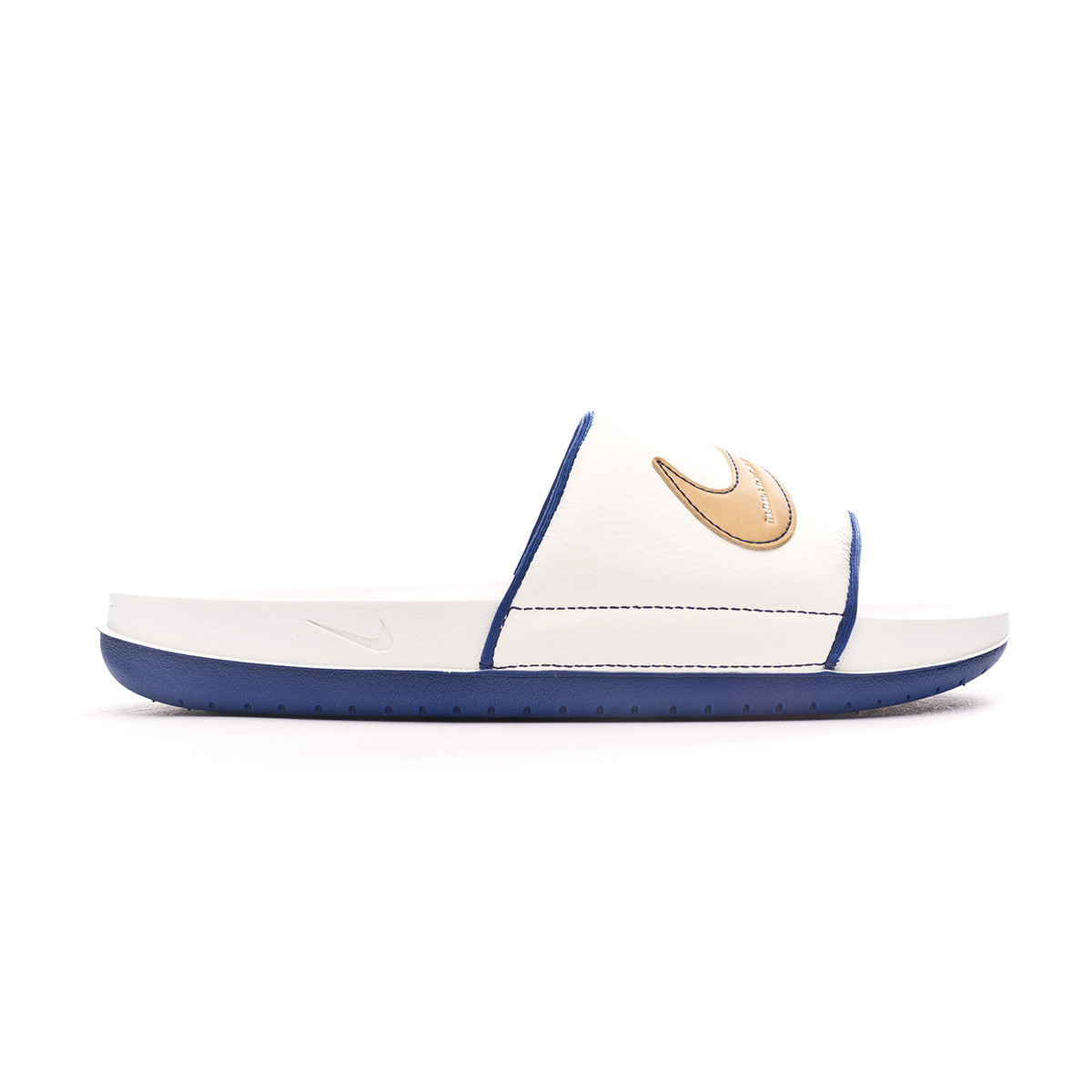 Chanclas Nike Offcourt Slide Sail-Metallic Gold-Deep Royal Blue - Fútbol  Emotion