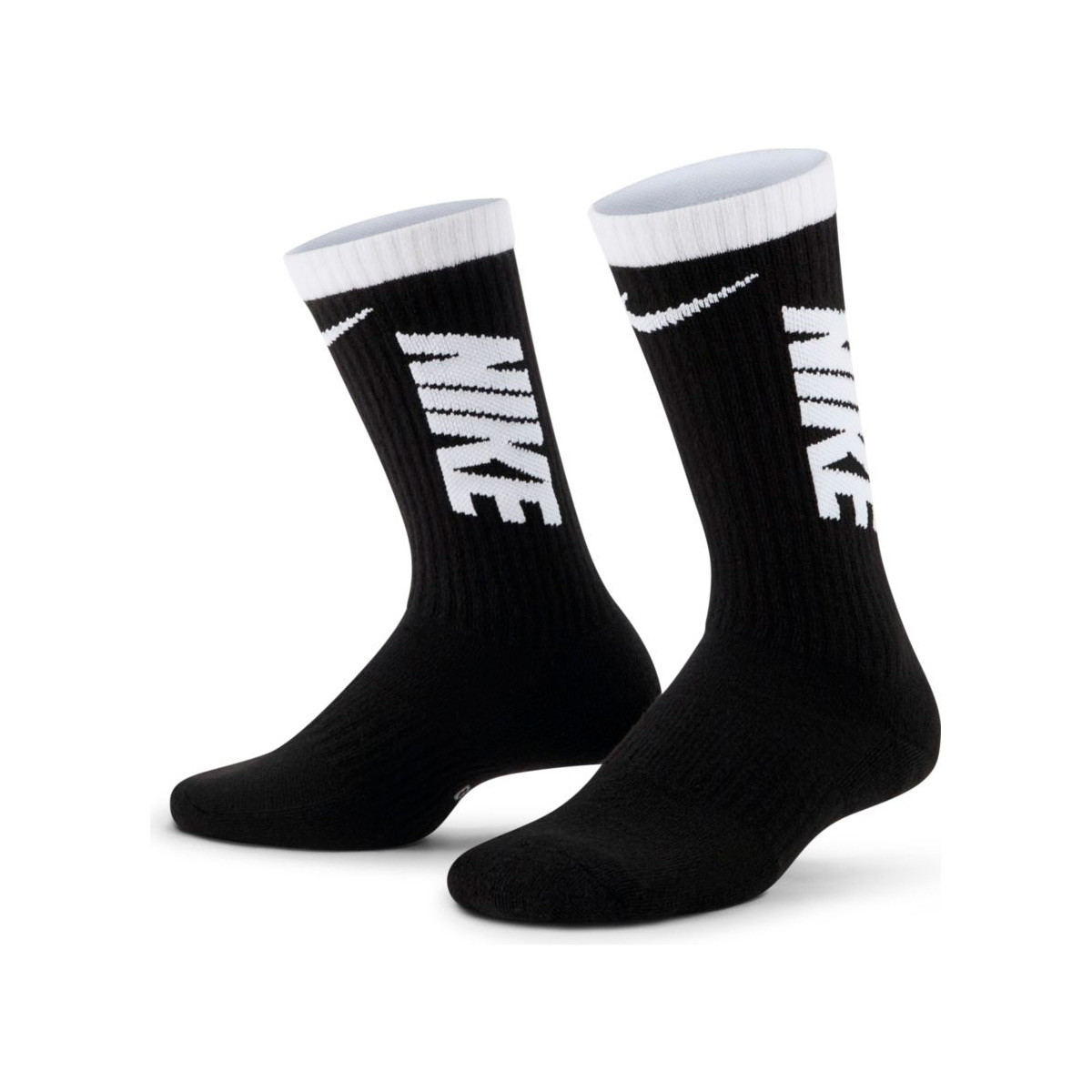 Socks Nike Everyday Cush Crew (3 pares) Black-White - Fútbol Emotion