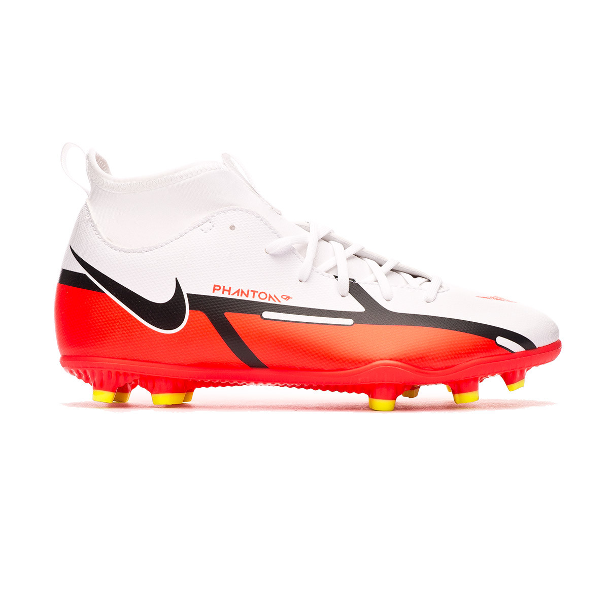 Bota de fútbol Nike Phantom GT2 Club DF FG/MG Niño White-Bright  Crimson-Volt-Black - Fútbol Emotion