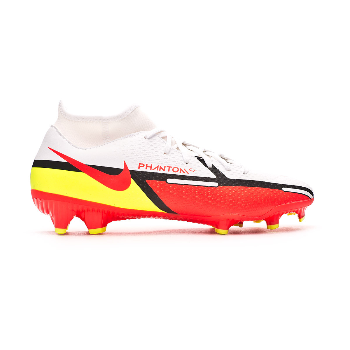 Bota de fútbol Nike Phantom GT2 Academy DF White-Bright Crimson-Volt-Black Fútbol Emotion