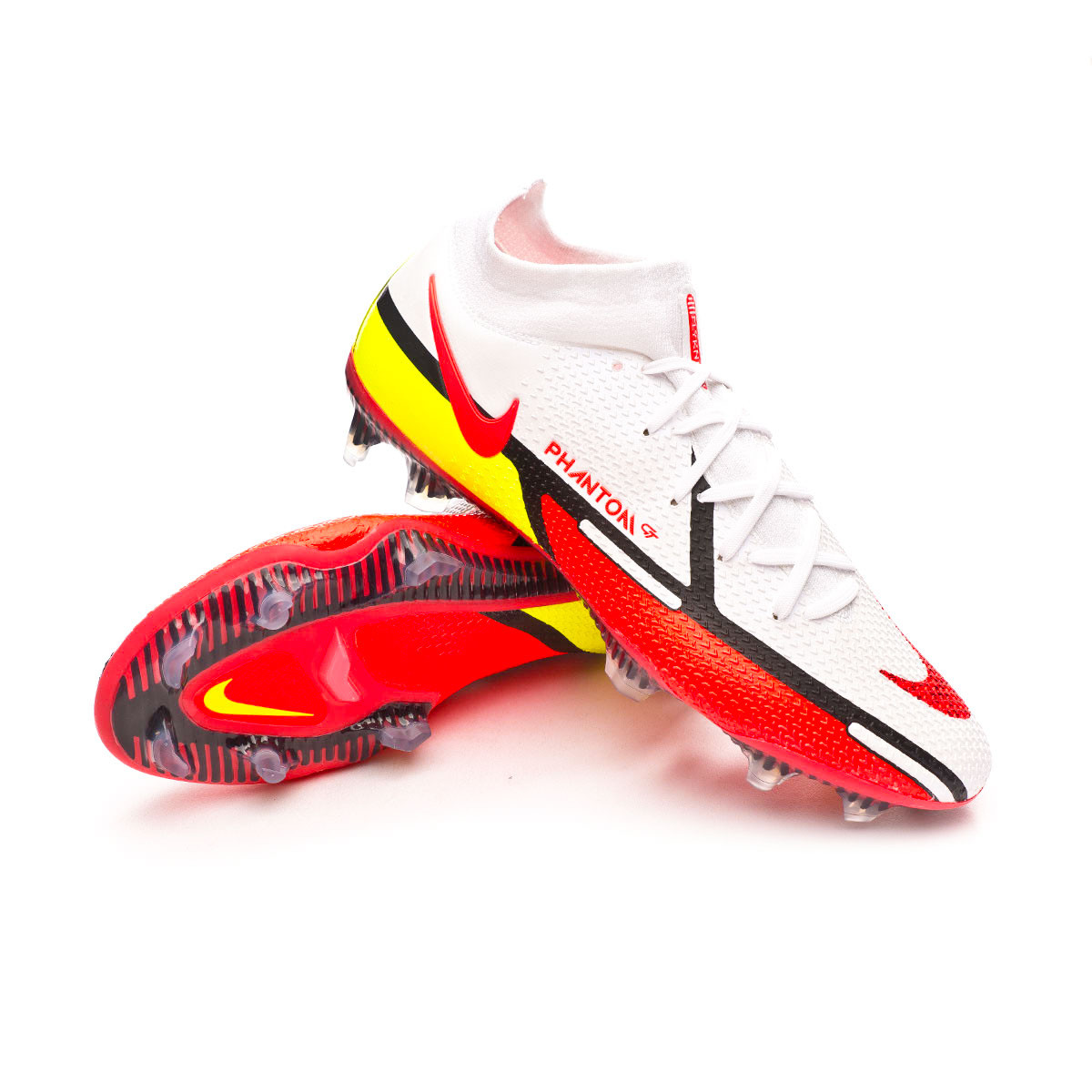 Bota de fútbol Nike Phantom GT2 DF White-Bright Crimson-Volt-Black - Fútbol Emotion