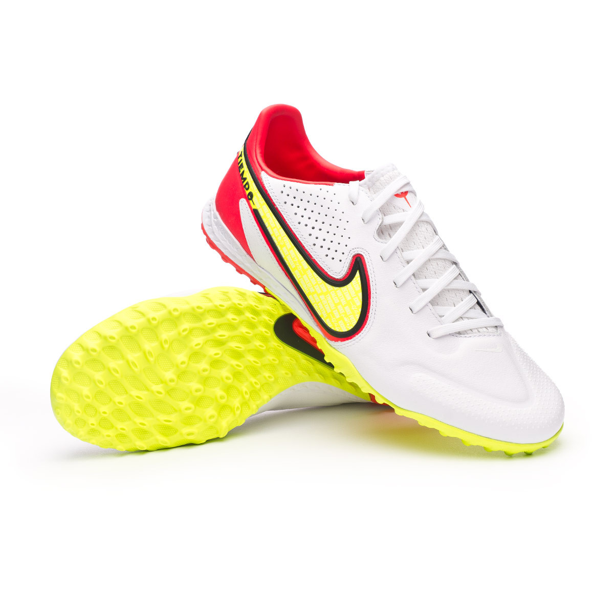 Bota de fútbol Nike React Tiempo 9 Pro Turf White-Bright Crimson-Black - Fútbol Emotion