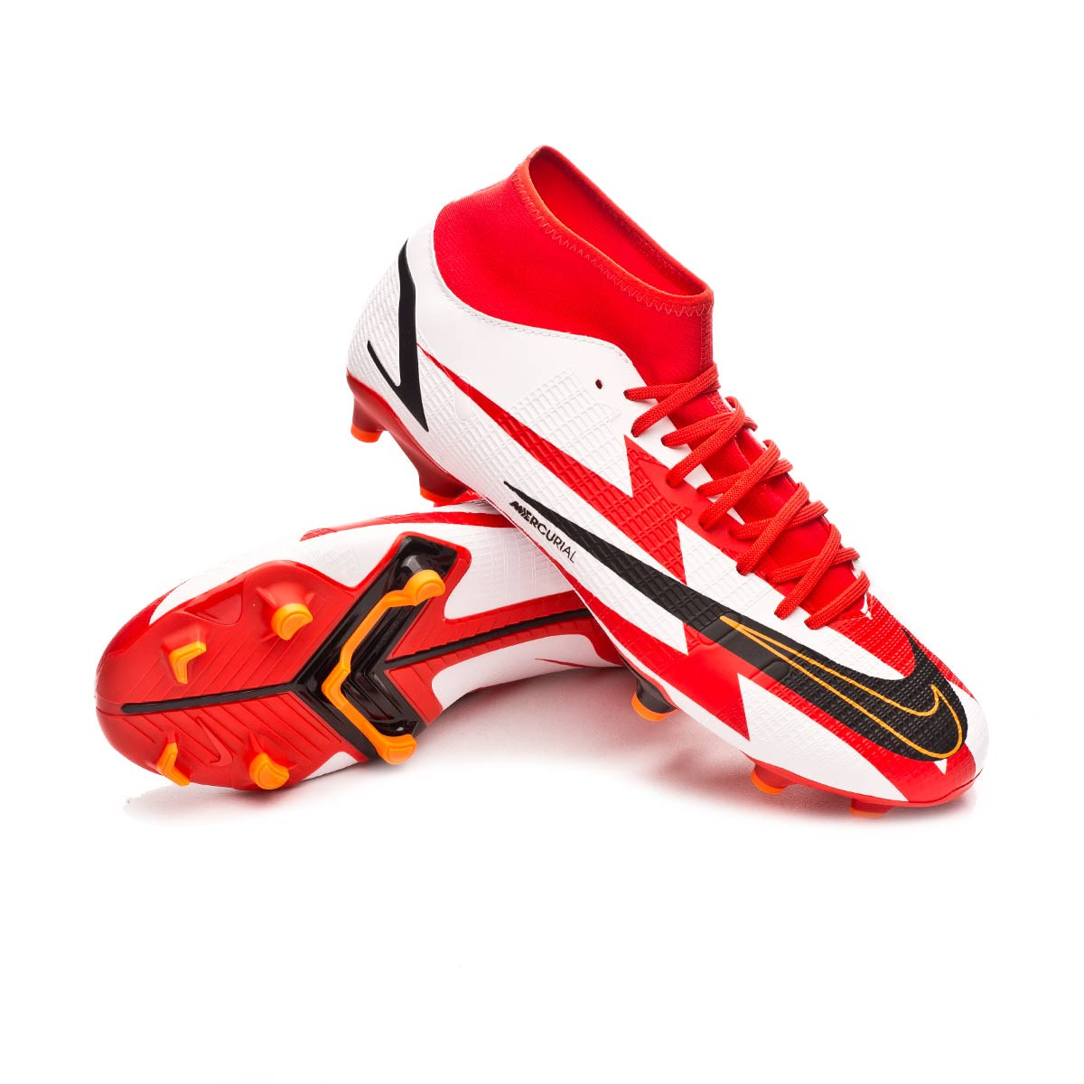 Desarmamiento Marcado Complicado Bota de fútbol Nike Mercurial Superfly 8 Academy CR7 FG/MG  Chile-Black-White-Total Orange-Bright Crimson - Fútbol Emotion