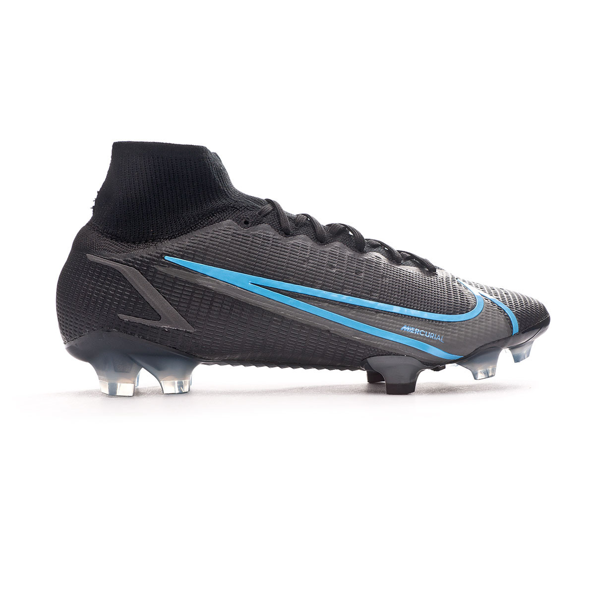 Football Boots Nike Mercurial Superfly 8 Elite Fg Black Iron Grey University Blue Futbol Emotion