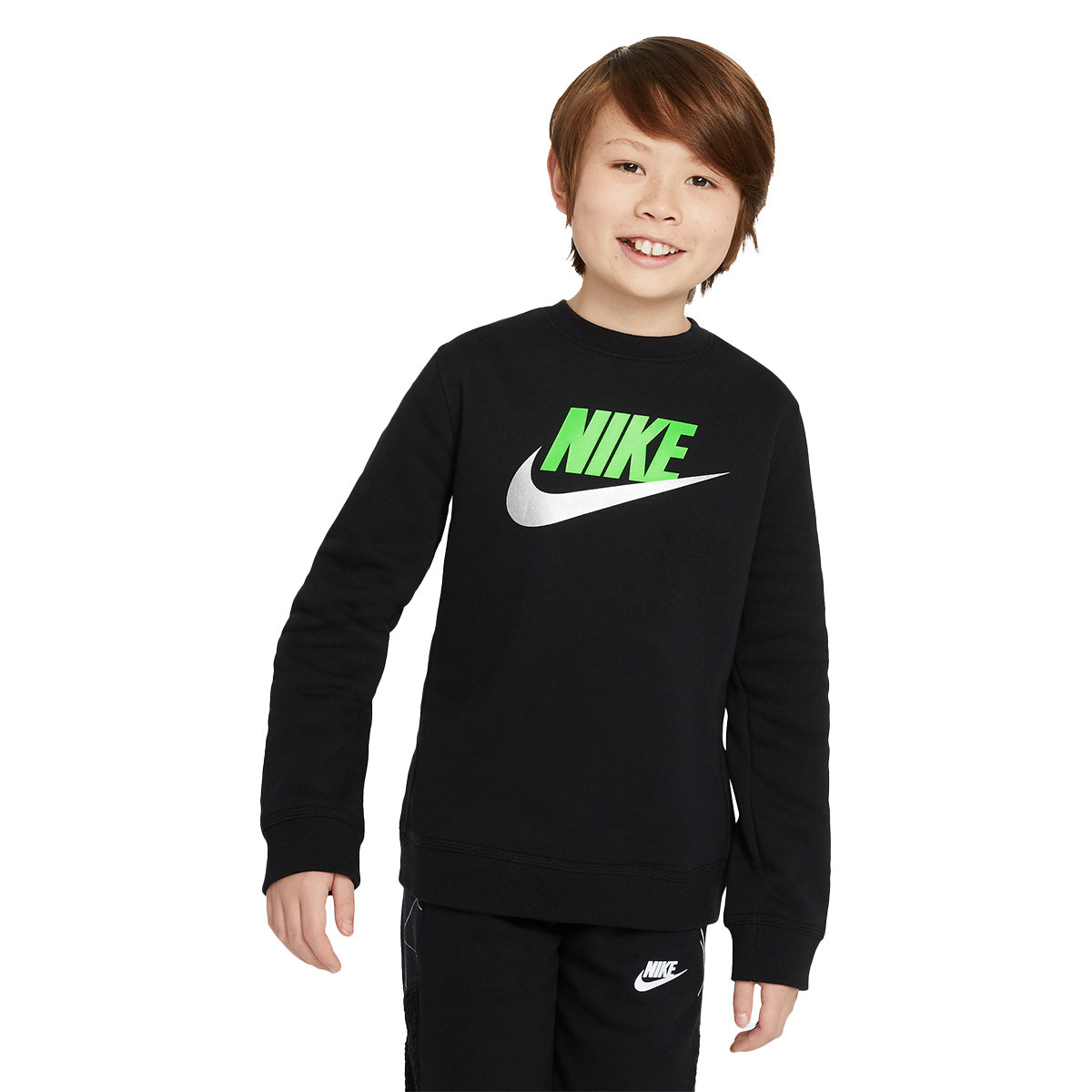 Sudadera Crew Niño Black-Green Strike - Emotion