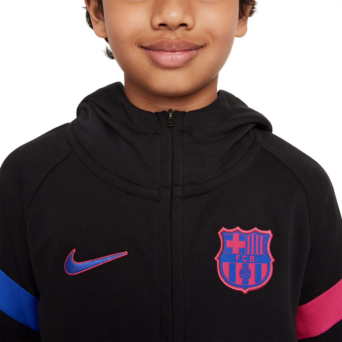 perfil Vibrar Telemacos Sudadera Nike FC Barcelona Fanswear 2021-2022 Niño Black-Fireberry - Fútbol  Emotion