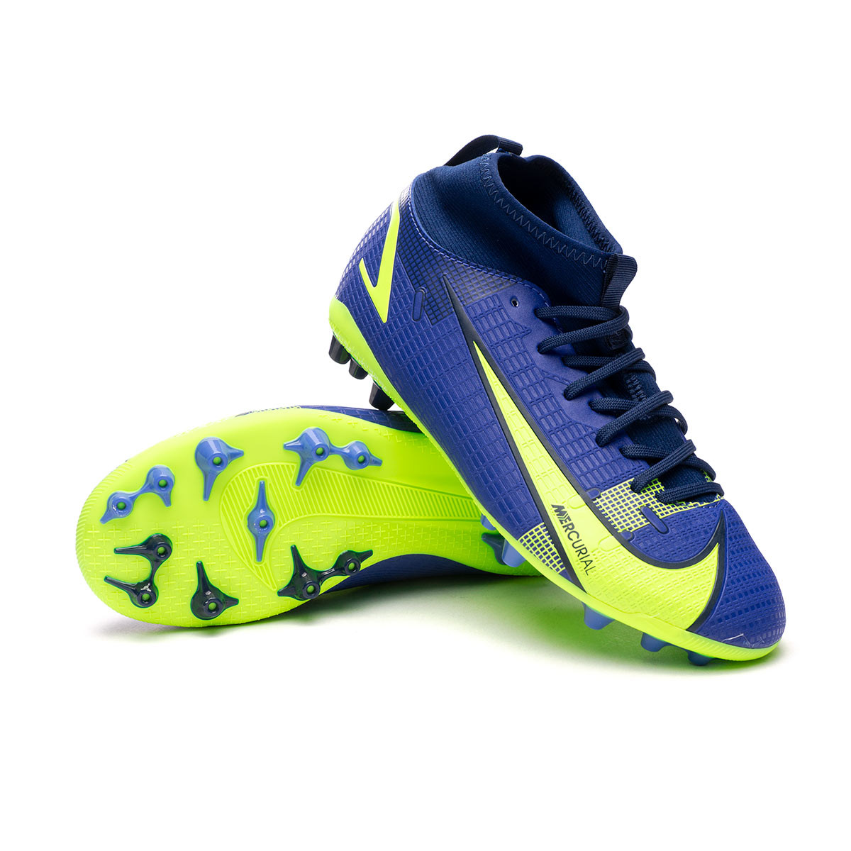 Carretilla excepción Triplicar Bota de fútbol Nike Mercurial Superfly 8 Academy AG Niño Lapis-Volt-Blue  Void - Fútbol Emotion