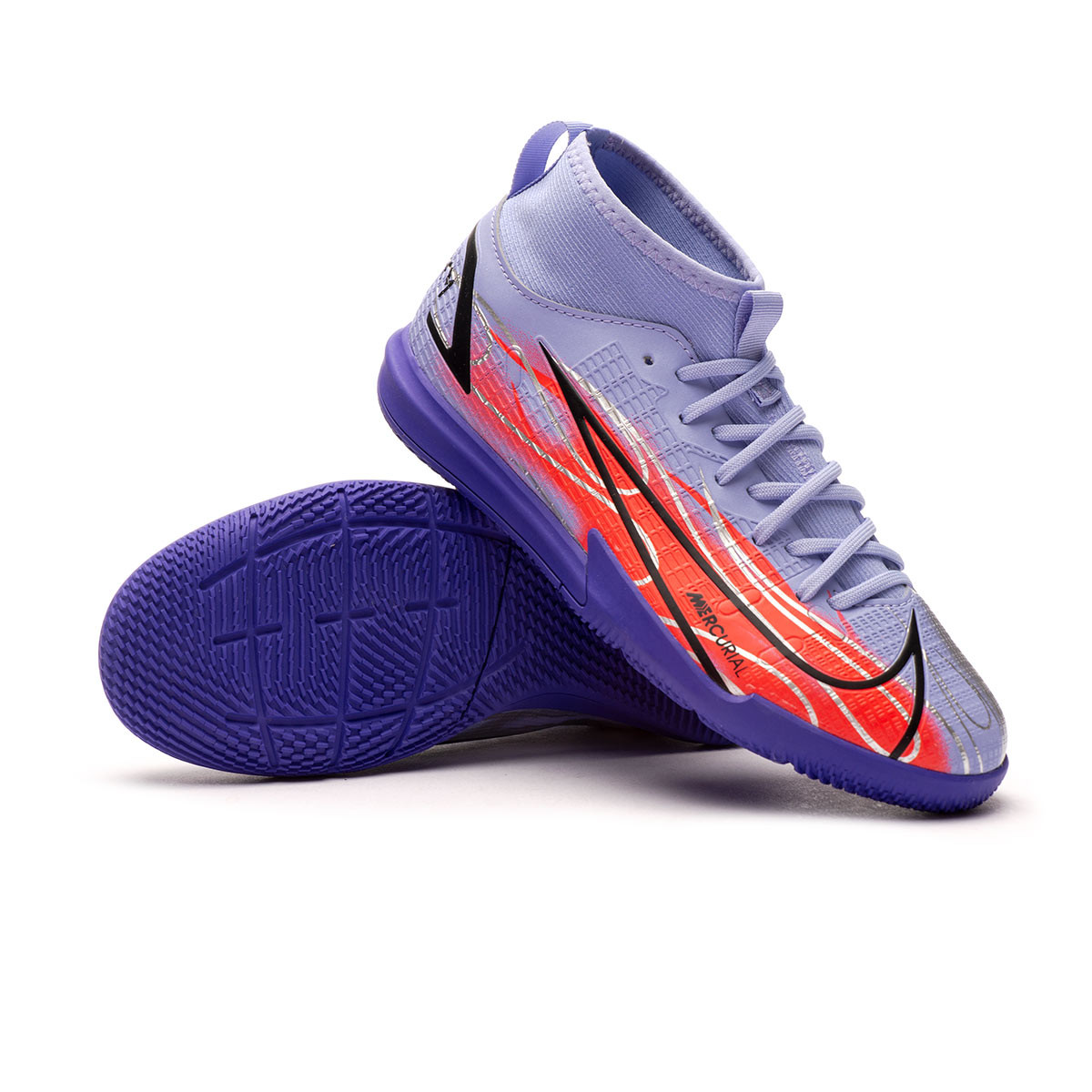 Zapatilla de sala Nike Mercurial Superfly 8 Academy KM IC Niño Light Thistle-Bright Crimson-Indigo Burst - Fútbol Emotion