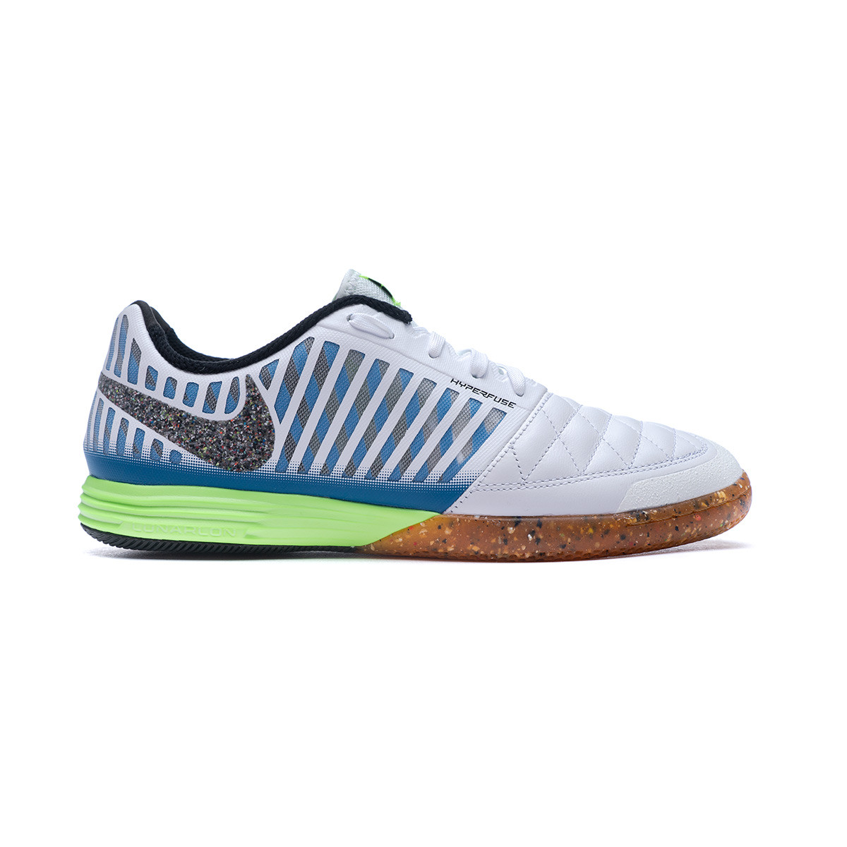 Zapatilla de Fútbol Nike Lunar Gato II White-Lime Glow-Light Photo Blue - Fútbol Emotion