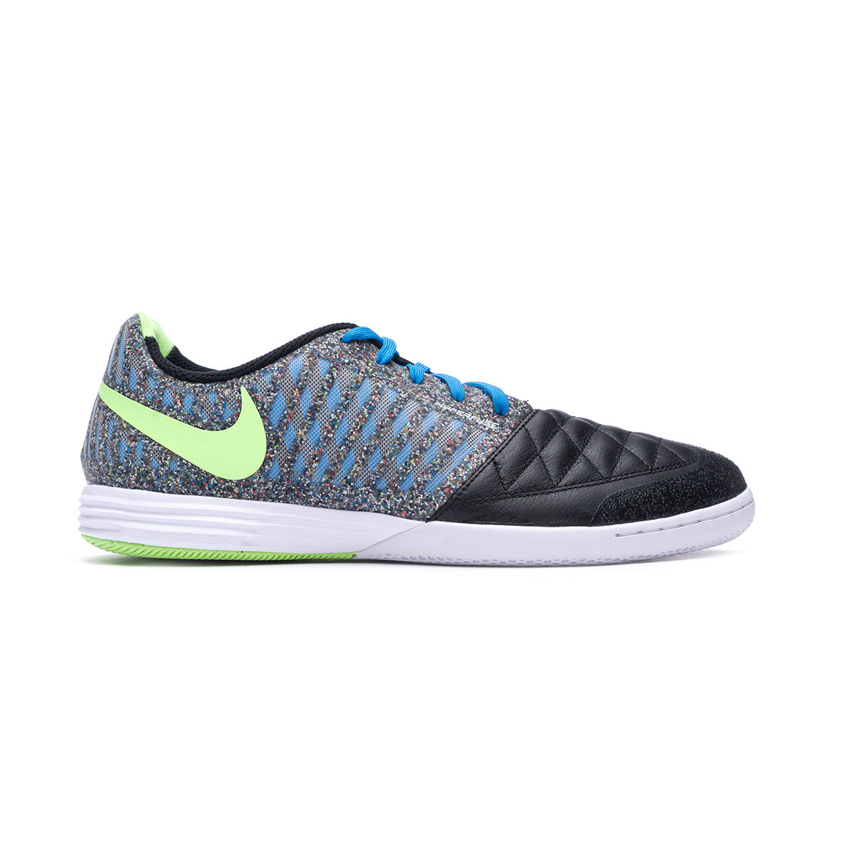 Zapatilla de sala Nike Lunar Gato II Black-Lime Glow-Blue - Fútbol Emotion