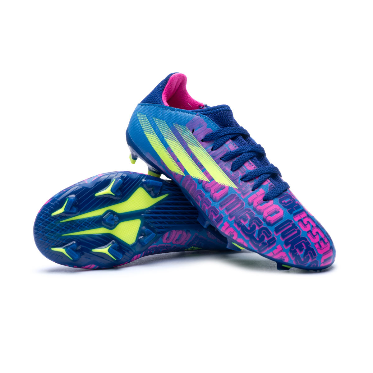 Bota de fútbol adidas X Speedflow Messi .3 FG Niño Victory Blue-Shock Pink-Solar Yellow - Emotion