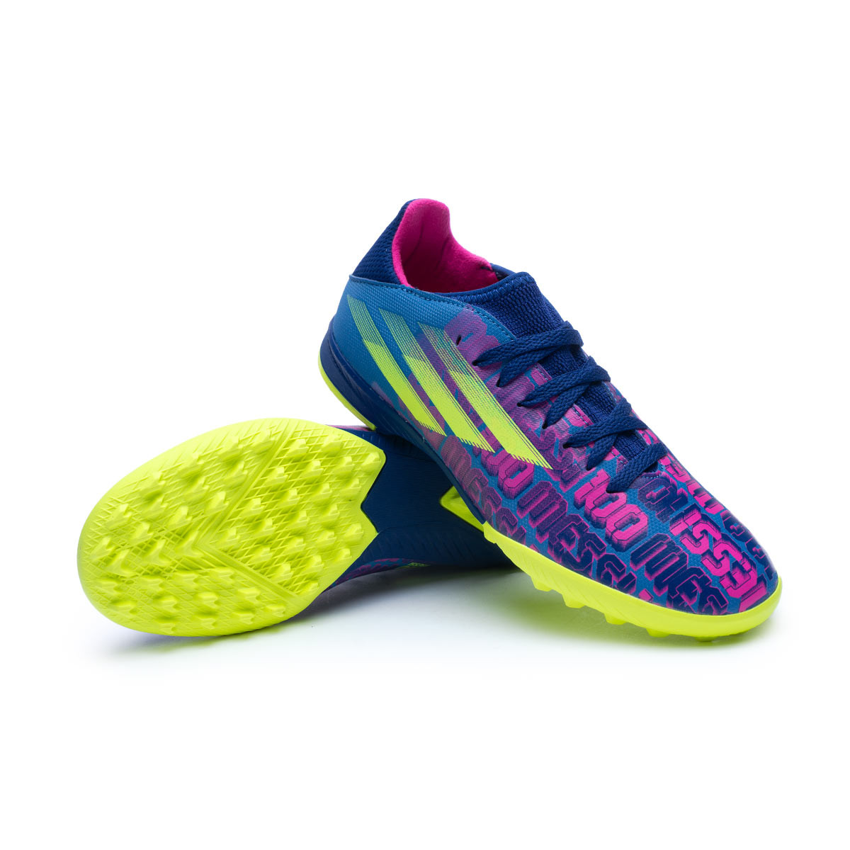 Bota de fútbol adidas X Speedflow Messi Turf Niño Victory Blue-Shock Pink-Solar - Fútbol Emotion