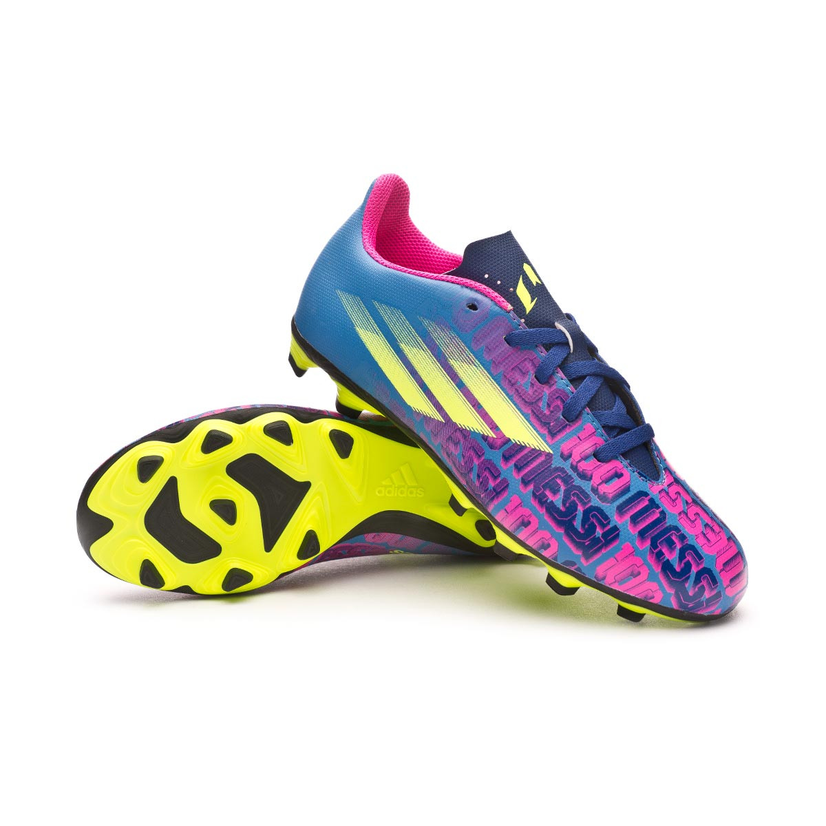 Bota de fútbol adidas X Speedflow Messi .4 FxG Niño Victory Blue-Shock Pink-Solar Yellow - Fútbol