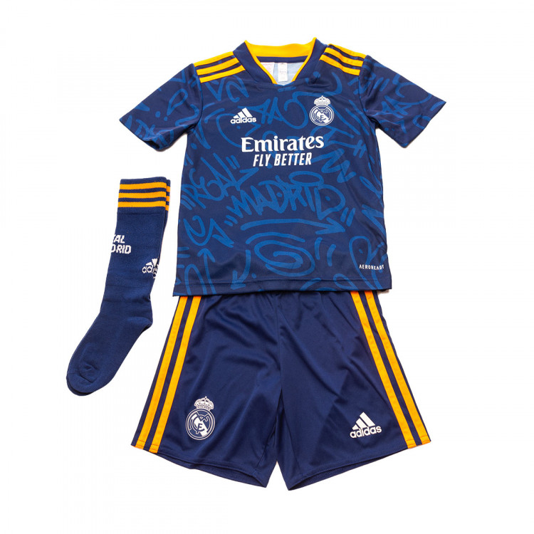 Kit adidas Real Madrid CF Segunda Equipación 2021-2022 Niño Victory Blue -  Fútbol Emotion