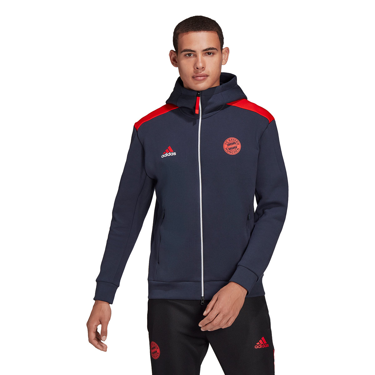 Chaqueta adidas FC Bayern de Múnich Fanswear 2021-2022 Night Navy-Active Red - Emotion