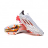 Zapatos de fútbol X Speedflow + FG White-Iron Metallic-Solar Red