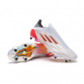 Zapatos de fútbol X Speedflow + SG White-Iron Metallic-Solar Red