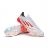 Zapatos de fútbol X Speedflow + AG White-Iron Metallic-Solar Red