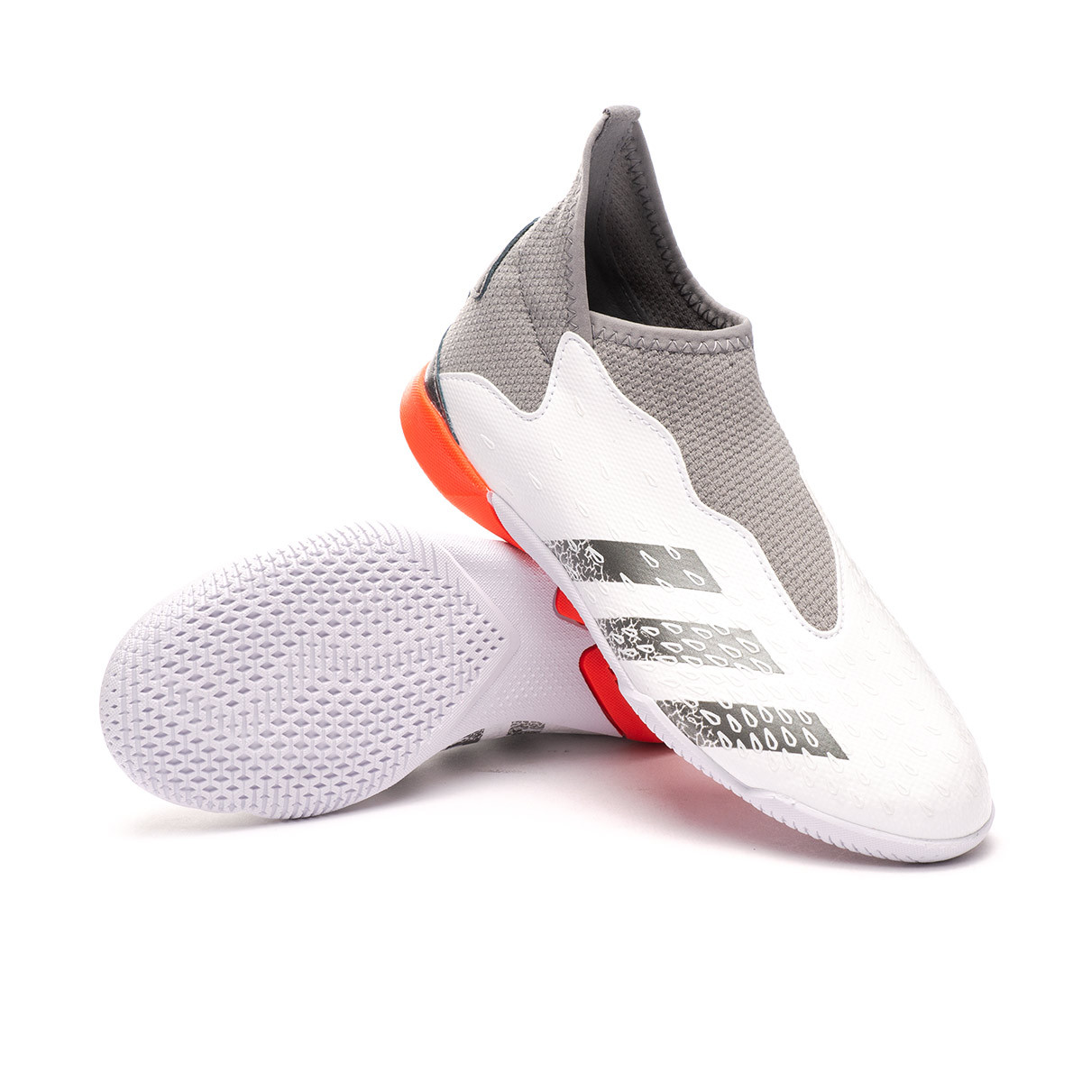 Zapatilla sala Predator Freak .3 LL IN Niño White-Iron Metallic-Solar Red - Fútbol Emotion