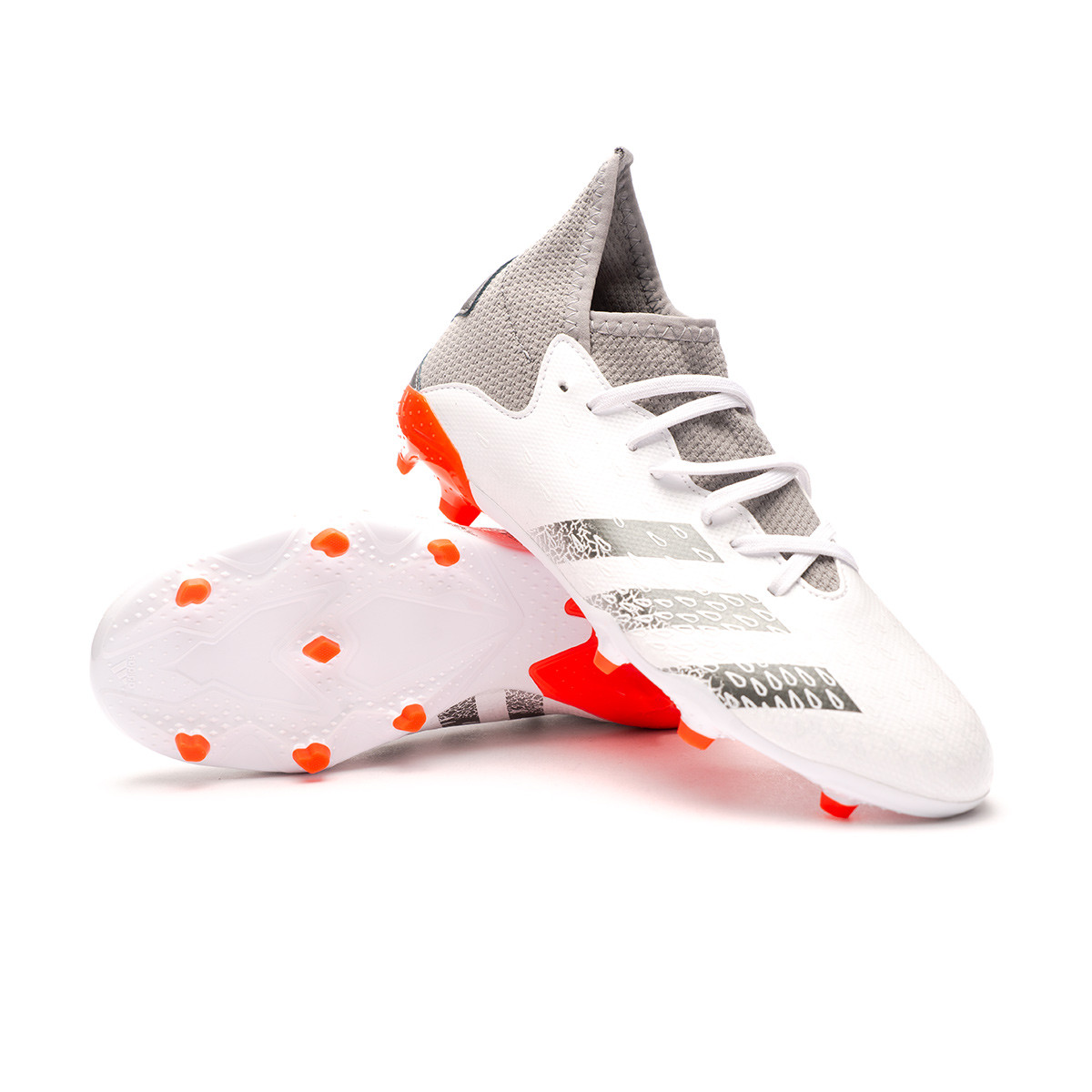 Football Boots adidas Predator Freak .3 FG Niño White-Iron Metallic-Solar  Red - Fútbol Emotion