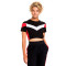 Top THAMINA cropped tee Black-True red-bright White