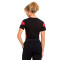 Top THAMINA cropped tee Black-True red-bright White