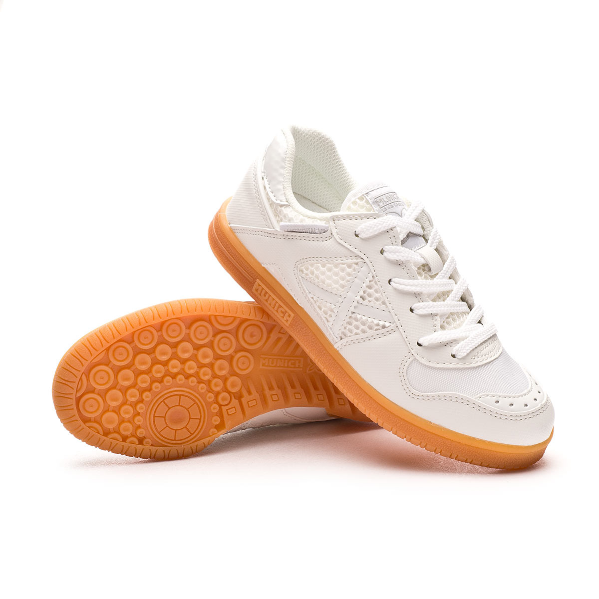 Zapatilla de Fútbol sala Munich Continental V2 Niño Blanco-Caramelo -  Fútbol Emotion