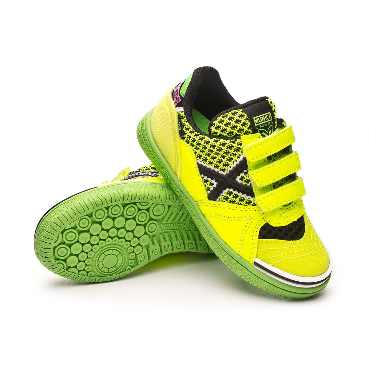 Zapatilla de Fútbol sala Munich G3 Indoor Cinta Adhesiva Niño Amarillo -  Fútbol Emotion