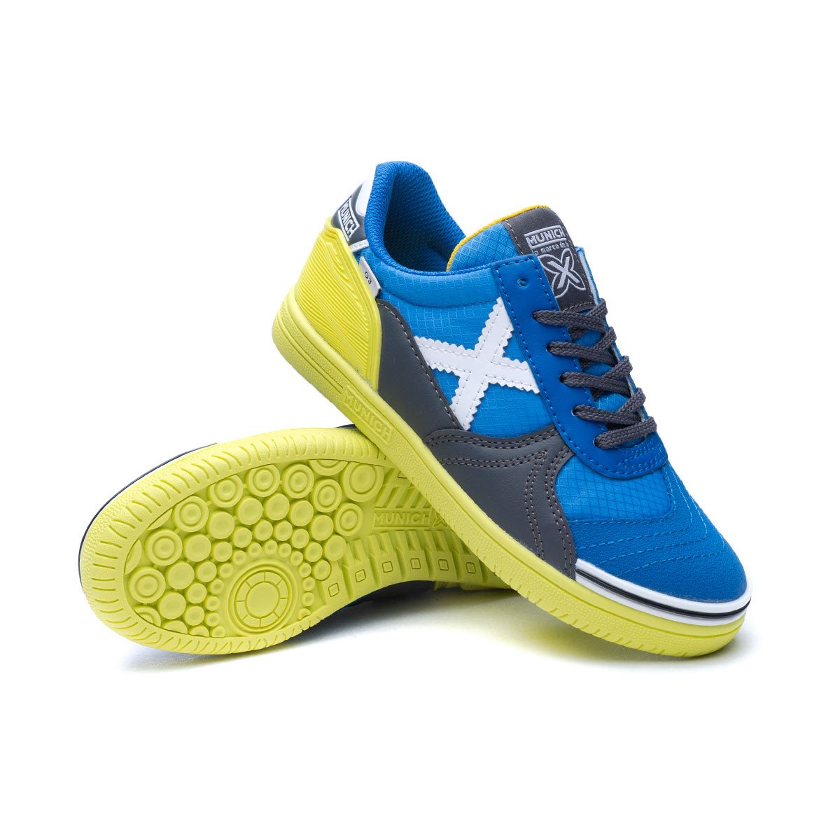 Zapatilla de Fútbol sala Munich G3 Indoor Niño Azul-Amarillo - Fútbol  Emotion