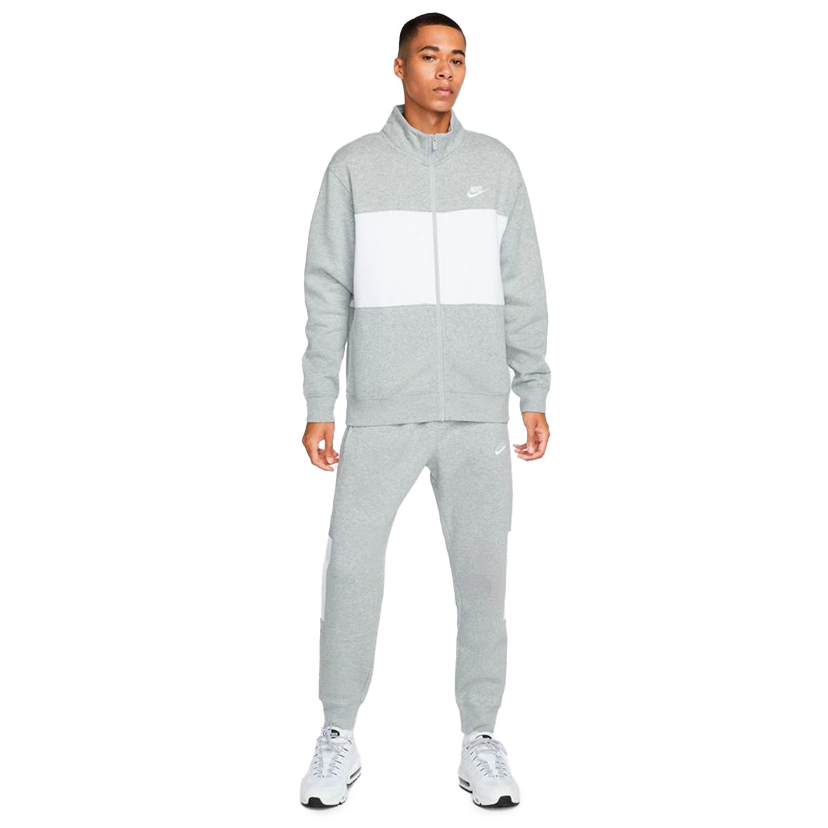 nike fleece tracksuit grey heather