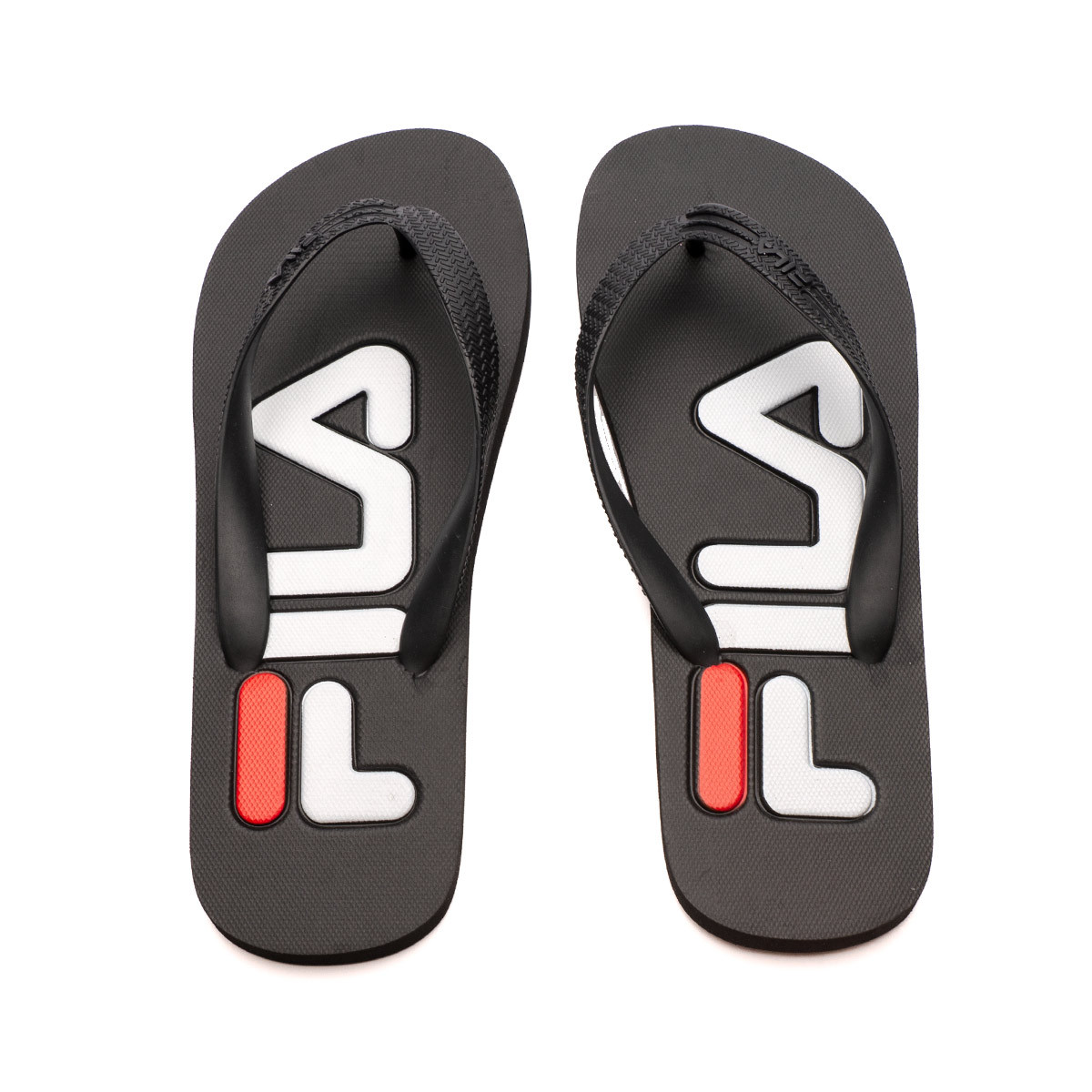 fila flip flops black